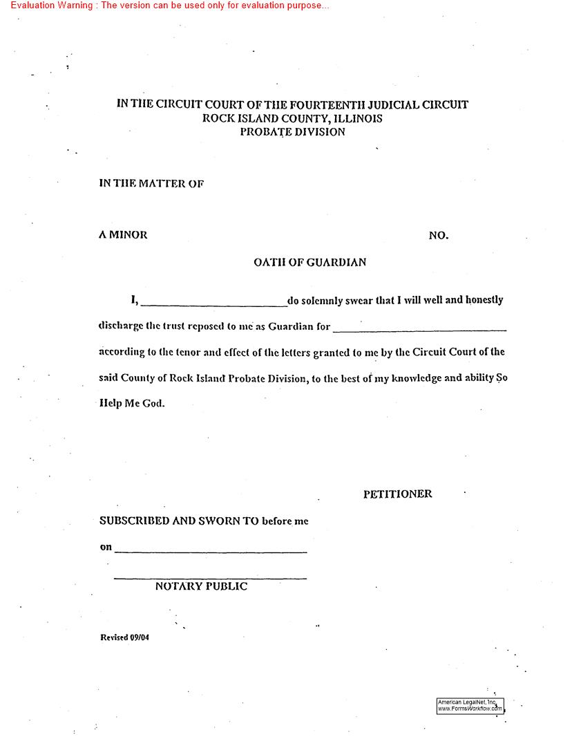 Oath Of Guardian (Minor) | Pdf Fpdf Doc Docx | Illinois