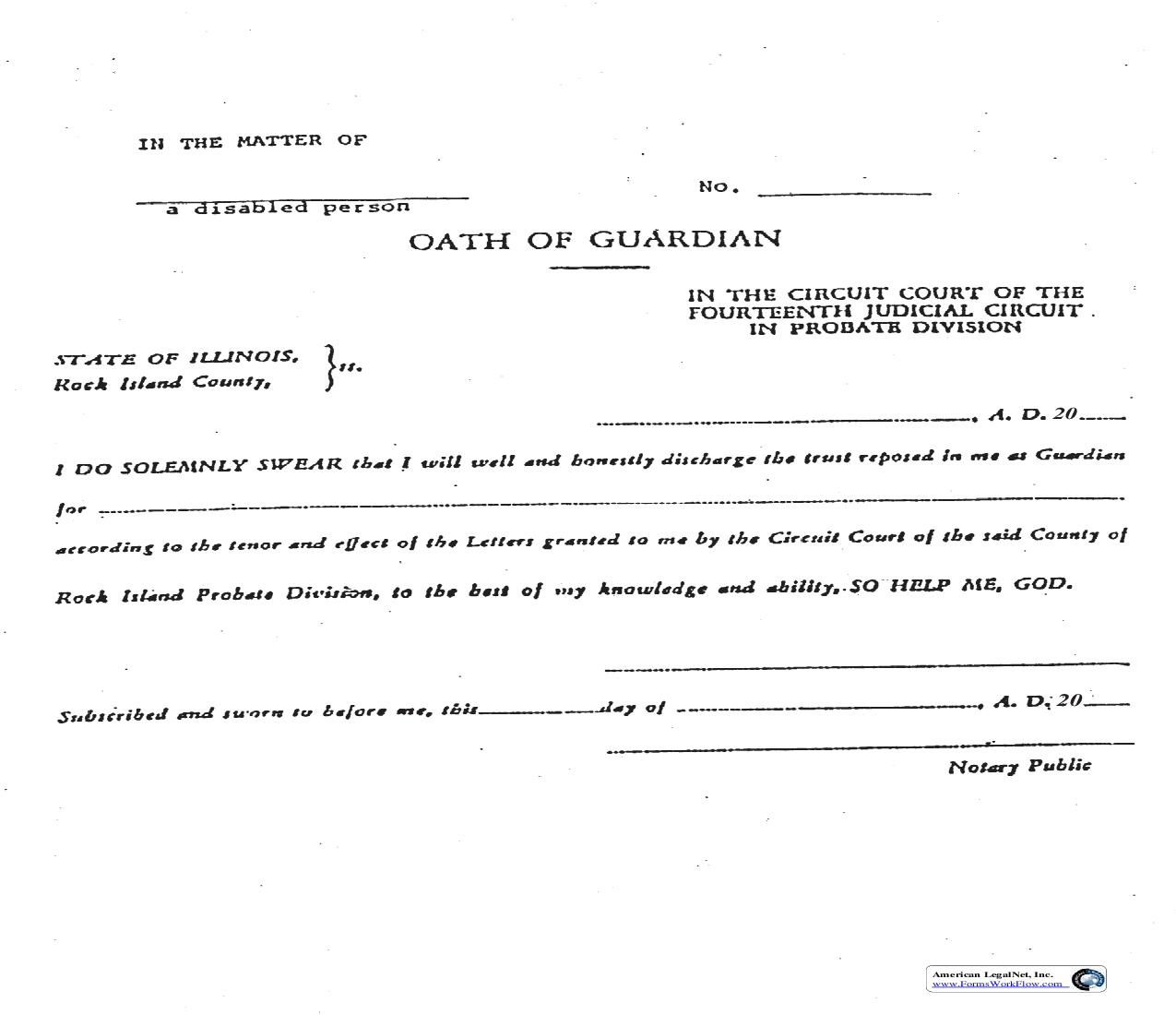 Oath Of Guardian Disabled Person | Pdf Fpdf Doc Docx | Illinois