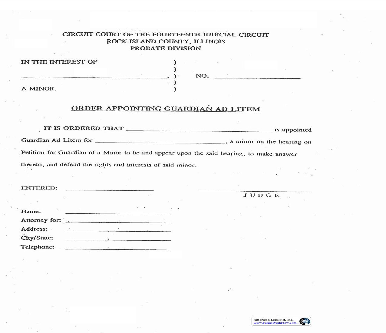 Order Appointing Guardian Ad Litem (Minor) | Pdf Fpdf Doc Docx | Illinois