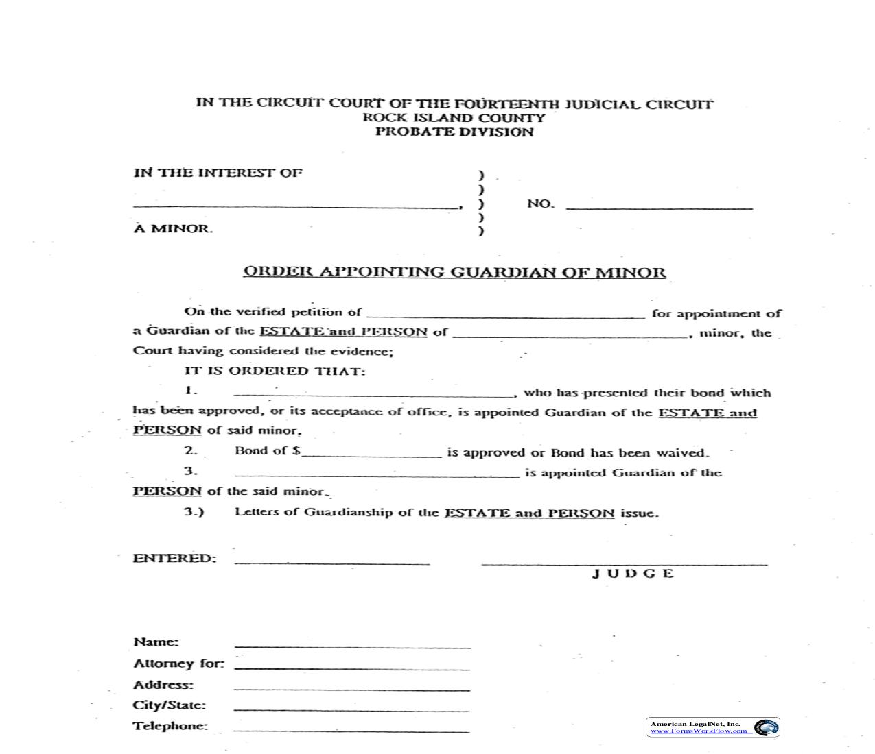 Order Appointing Guardian Of Minor | Pdf Fpdf Doc Docx | Illinois