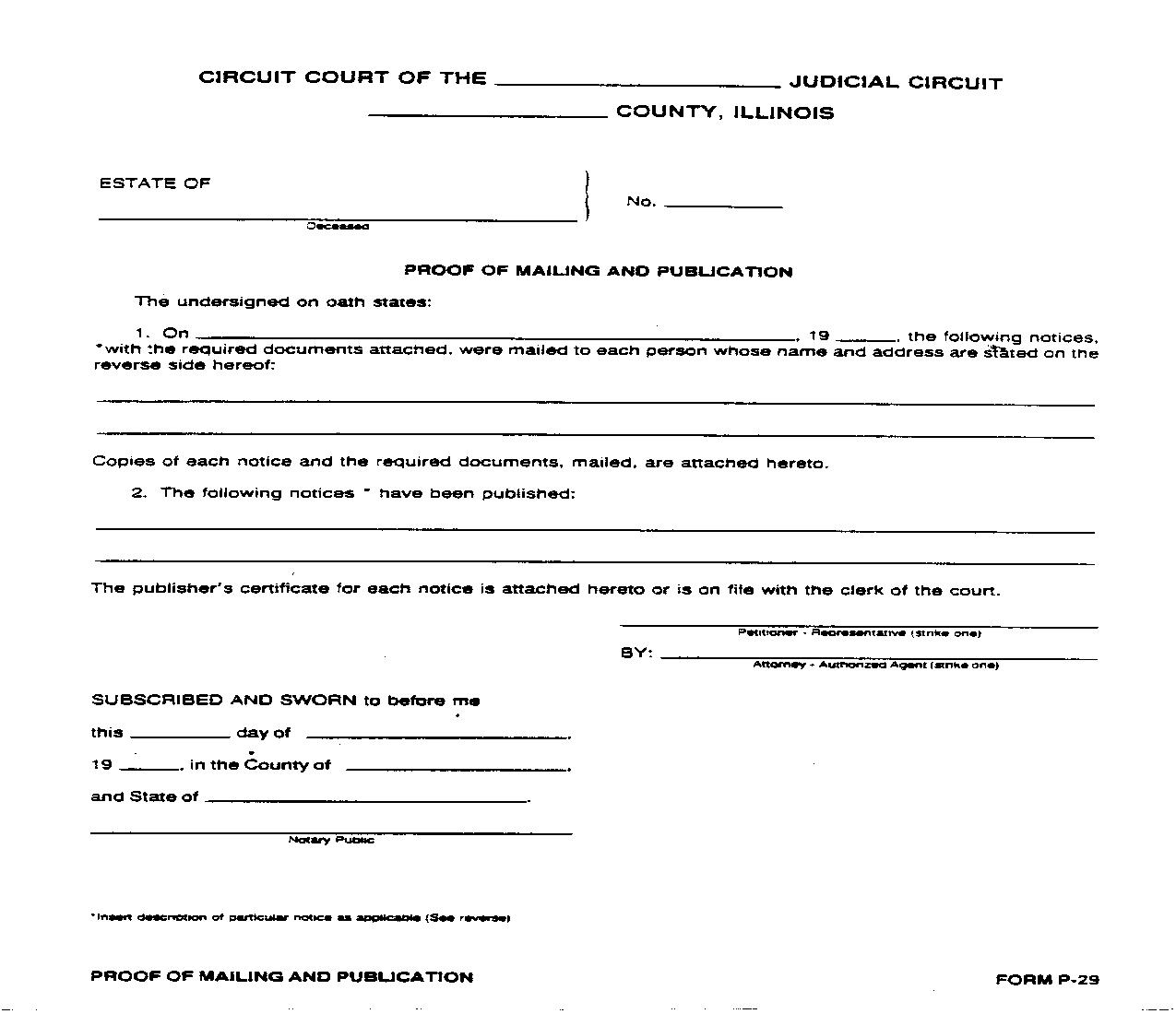 Proof Of Mailing And Publication {P-29} | Pdf Fpdf Doc Docx | Illinois