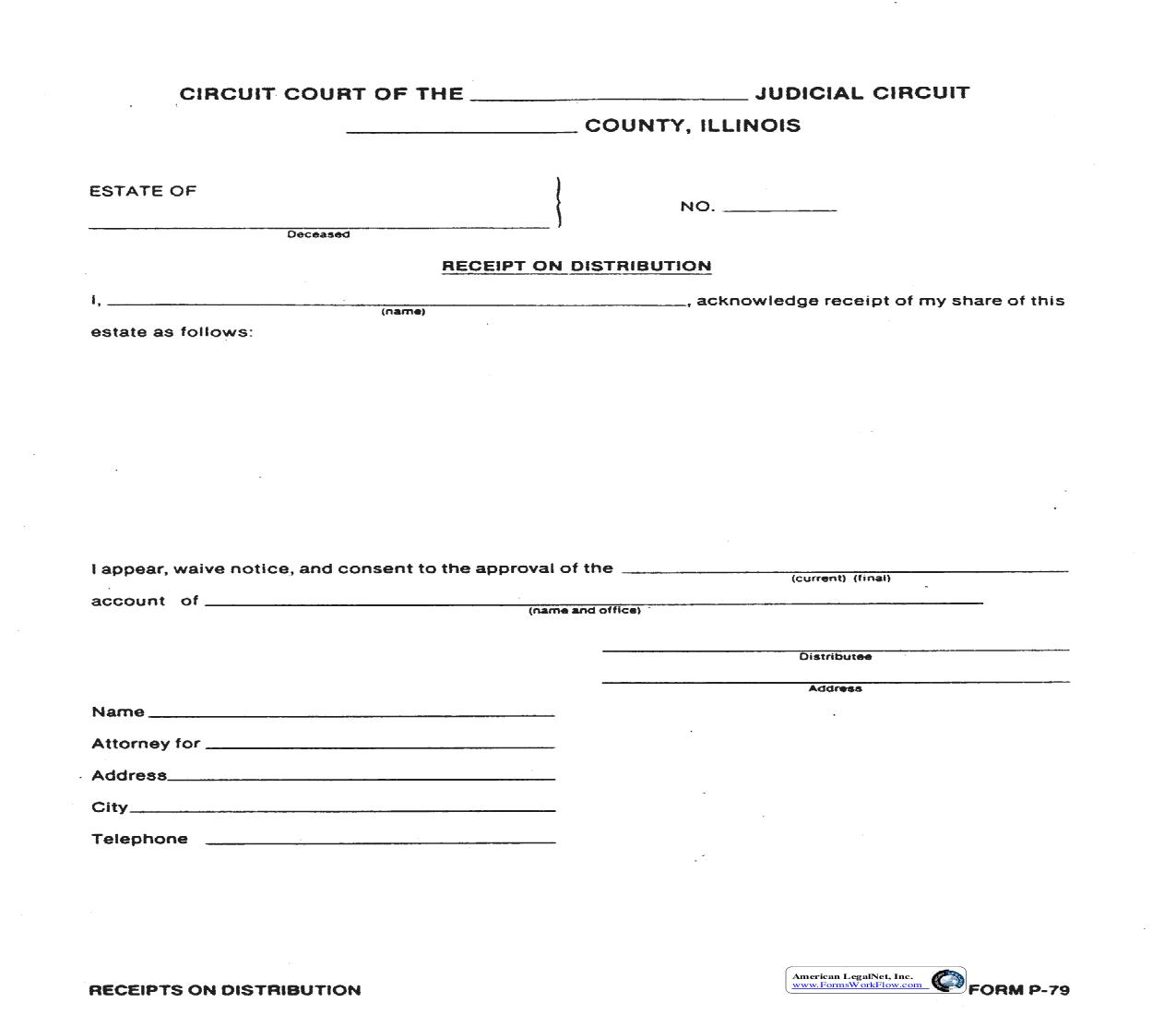 Receipt On Distribution {P-79} | Pdf Fpdf Doc Docx | Illinois
