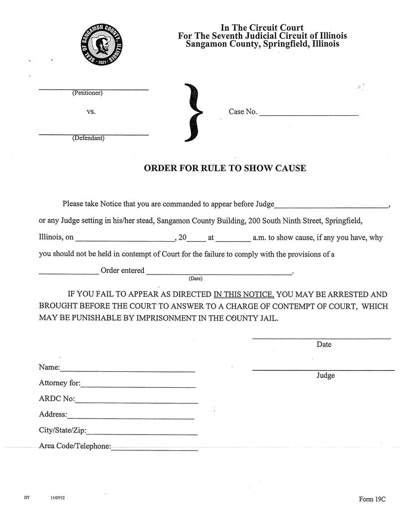 Order For Rule To Show Cause | Pdf Fpdf Docx | Illinois