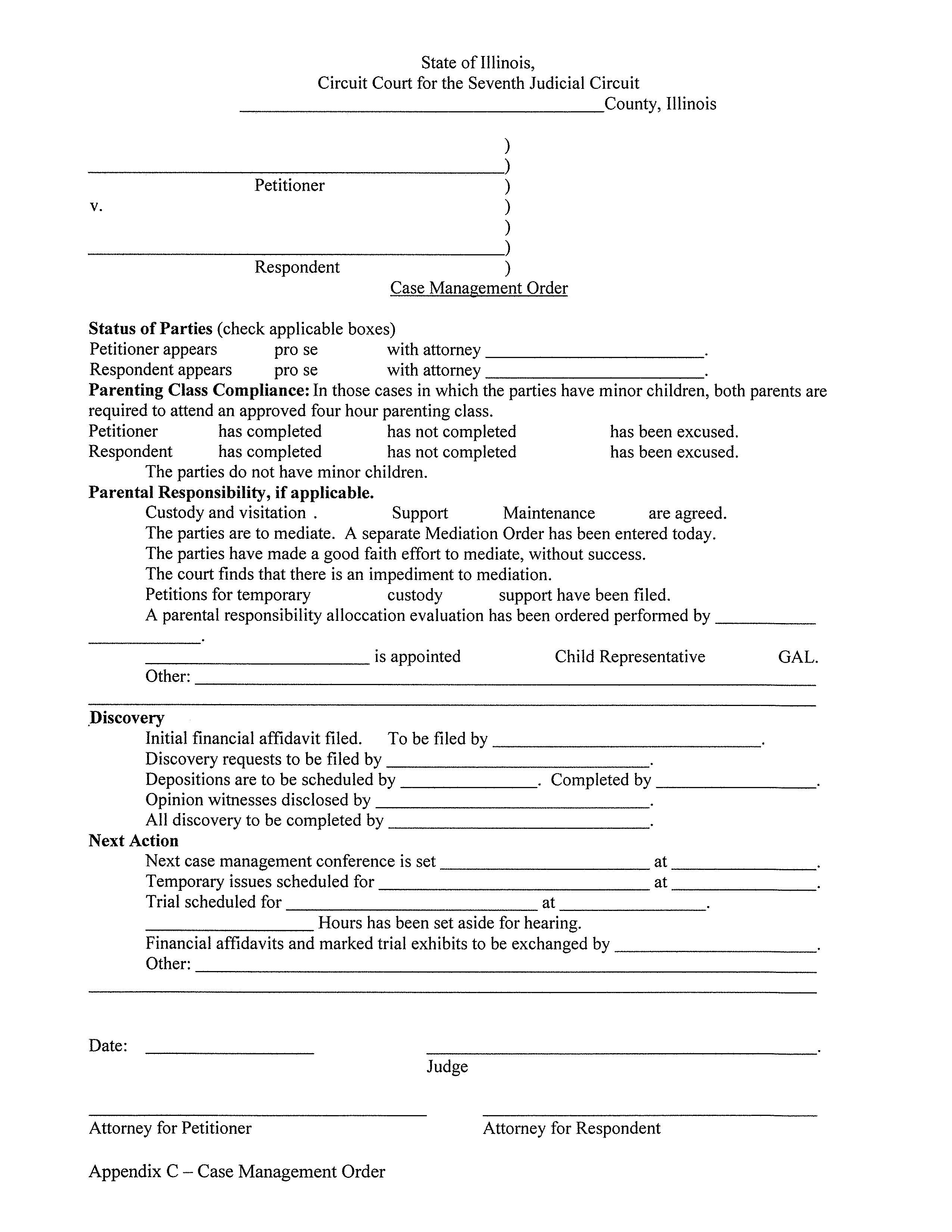 Case Management Order {Appendix C} | Pdf Fpdf Docx | Illinois