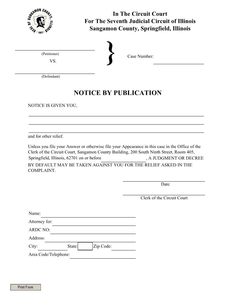 Notice By Publication | Pdf Fpdf Docx | Illinois