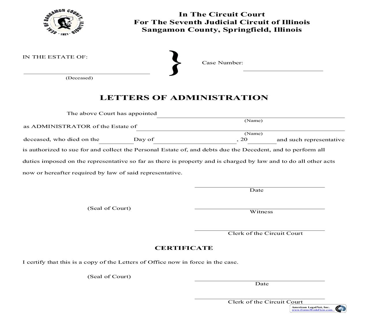 Letters Of Administration | Pdf Fpdf Doc Docx | Illinois
