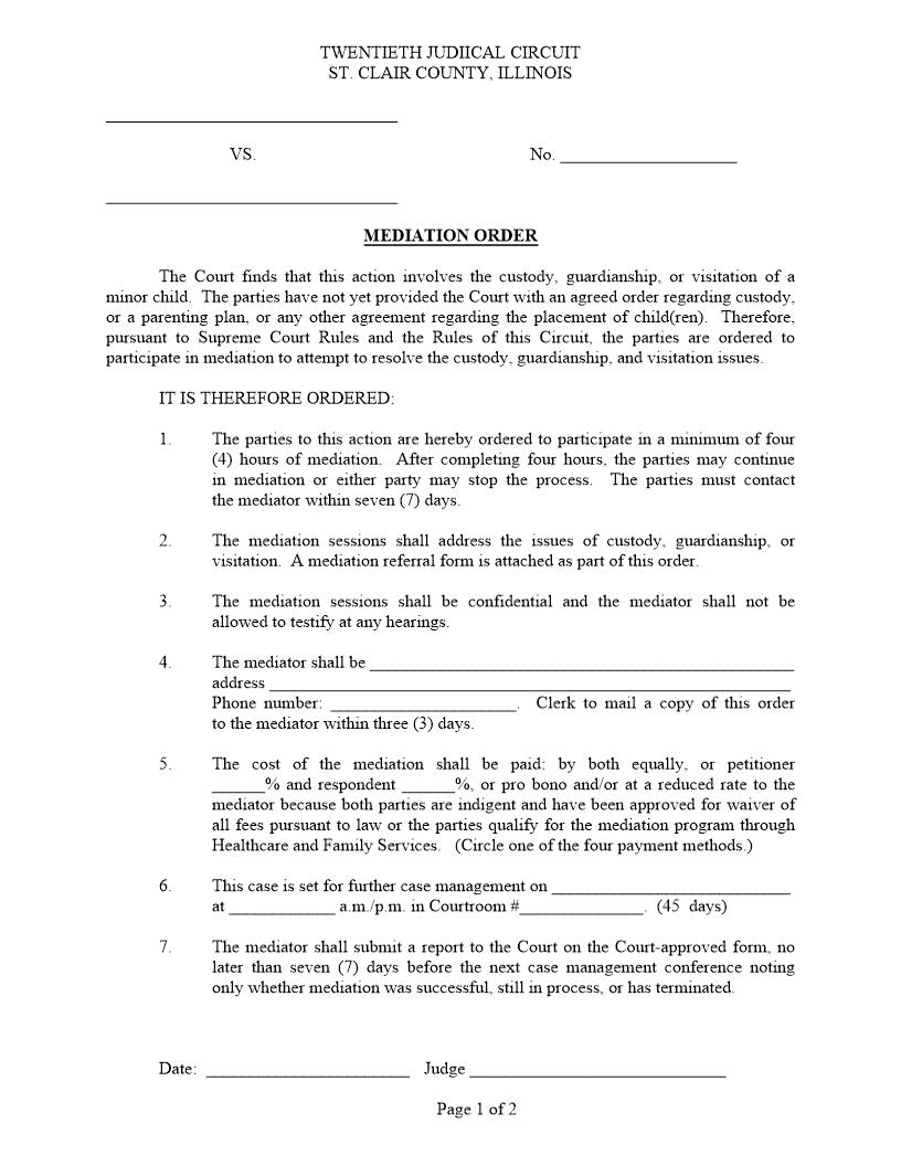 Mediation Order | Pdf Fpdf Docx | Illinois