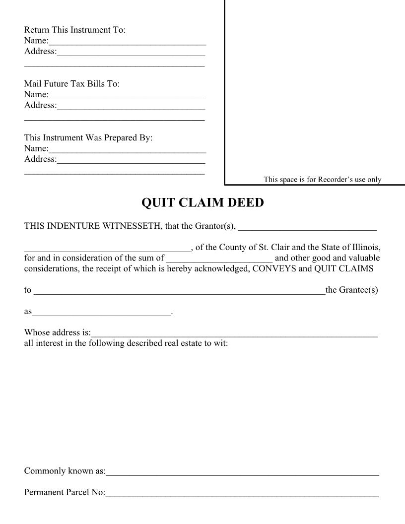 Quit Claim Deed | Pdf Fpdf Docx | Illinois