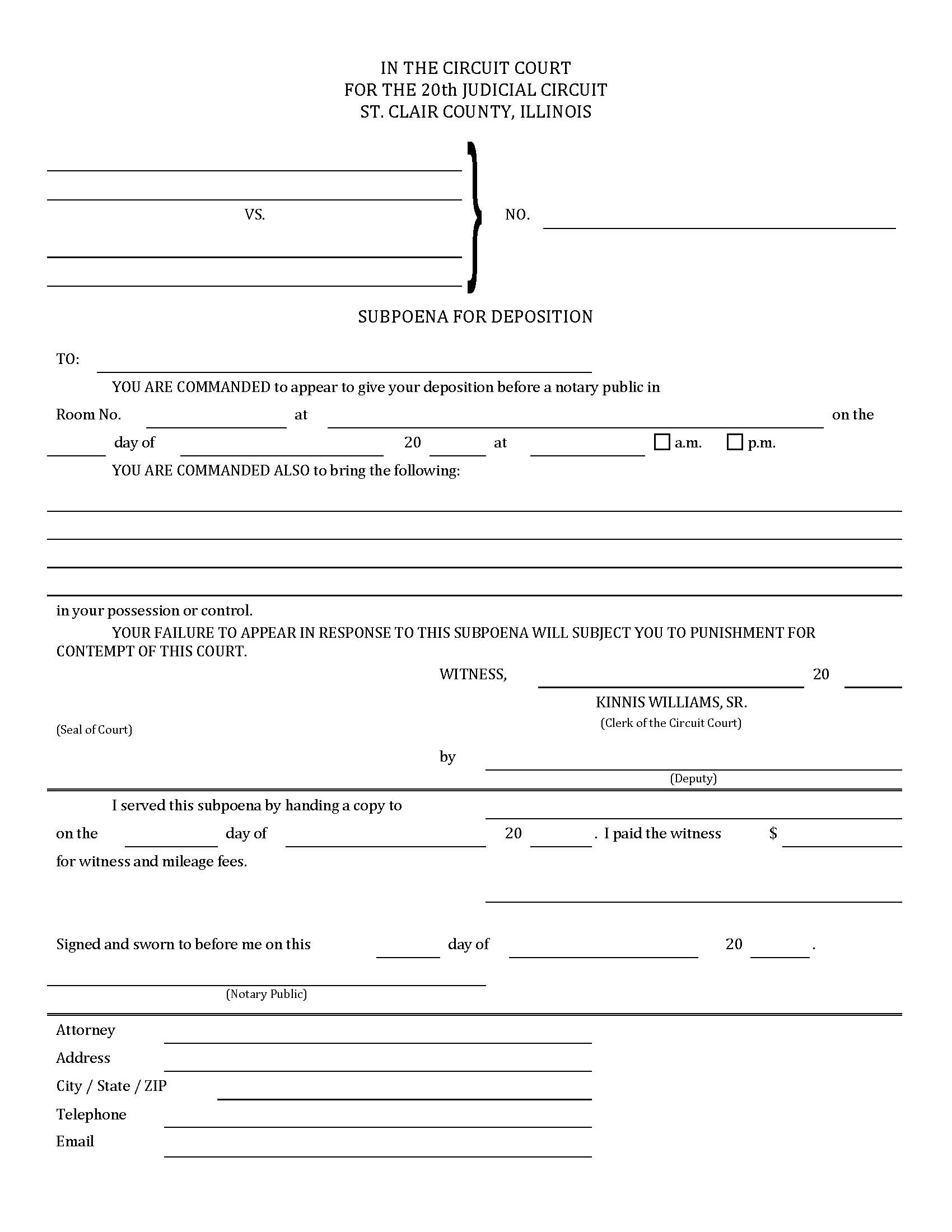 Subpoena For Deposition {STC SD} | Pdf Fpdf Doc Docx | Illinois