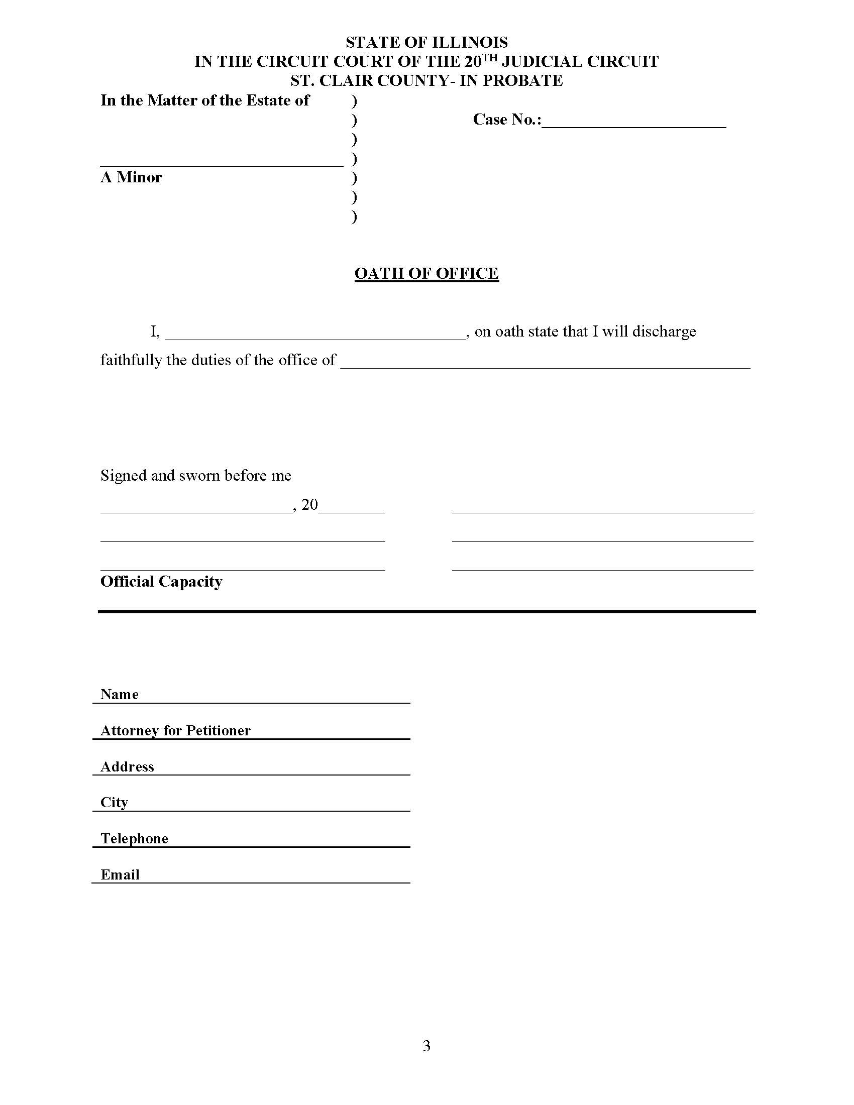 Oath Of Office (Minor) | Pdf Fpdf Doc Docx | Illinois