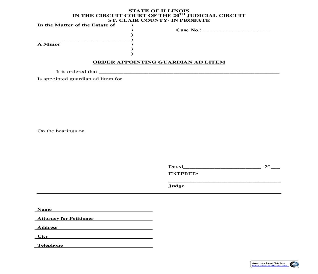 Order Appointing Guardian (Minor) | Pdf Fpdf Doc Docx | Illinois