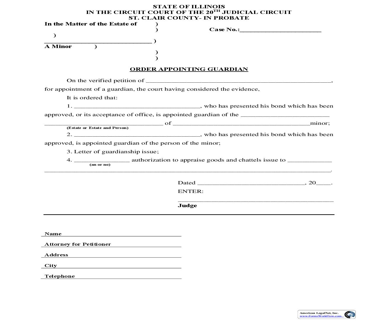 Order Appointing Guardian (Person - Estate Or Estate And Person) | Pdf Fpdf Doc Docx | Illinois