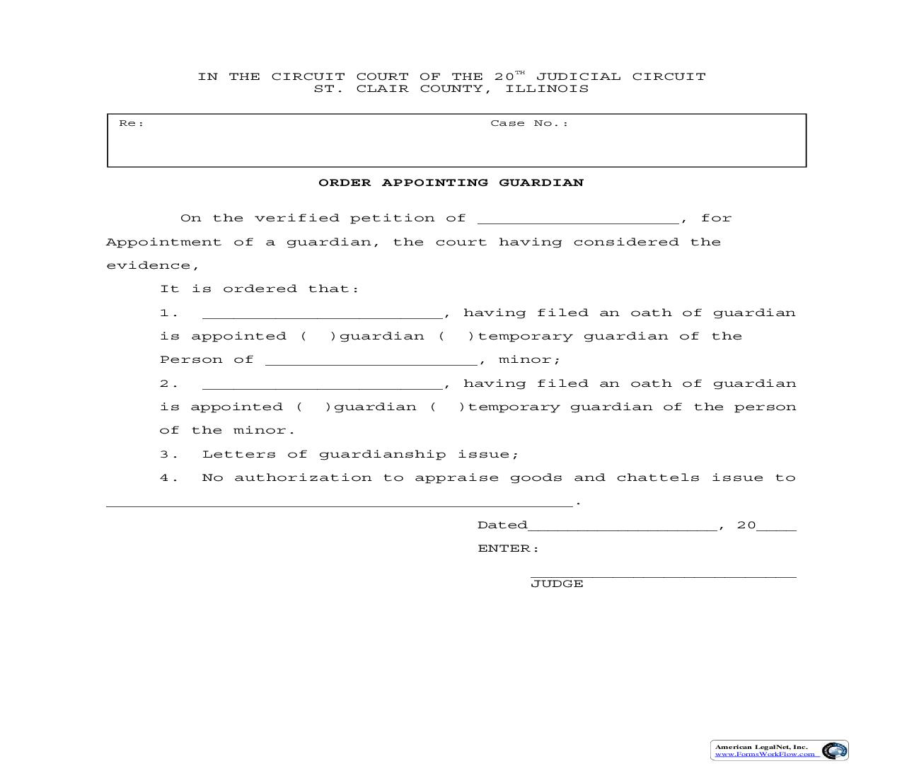 Order Appointing Guardian (Person - Minor) | Pdf Fpdf Doc Docx | Illinois