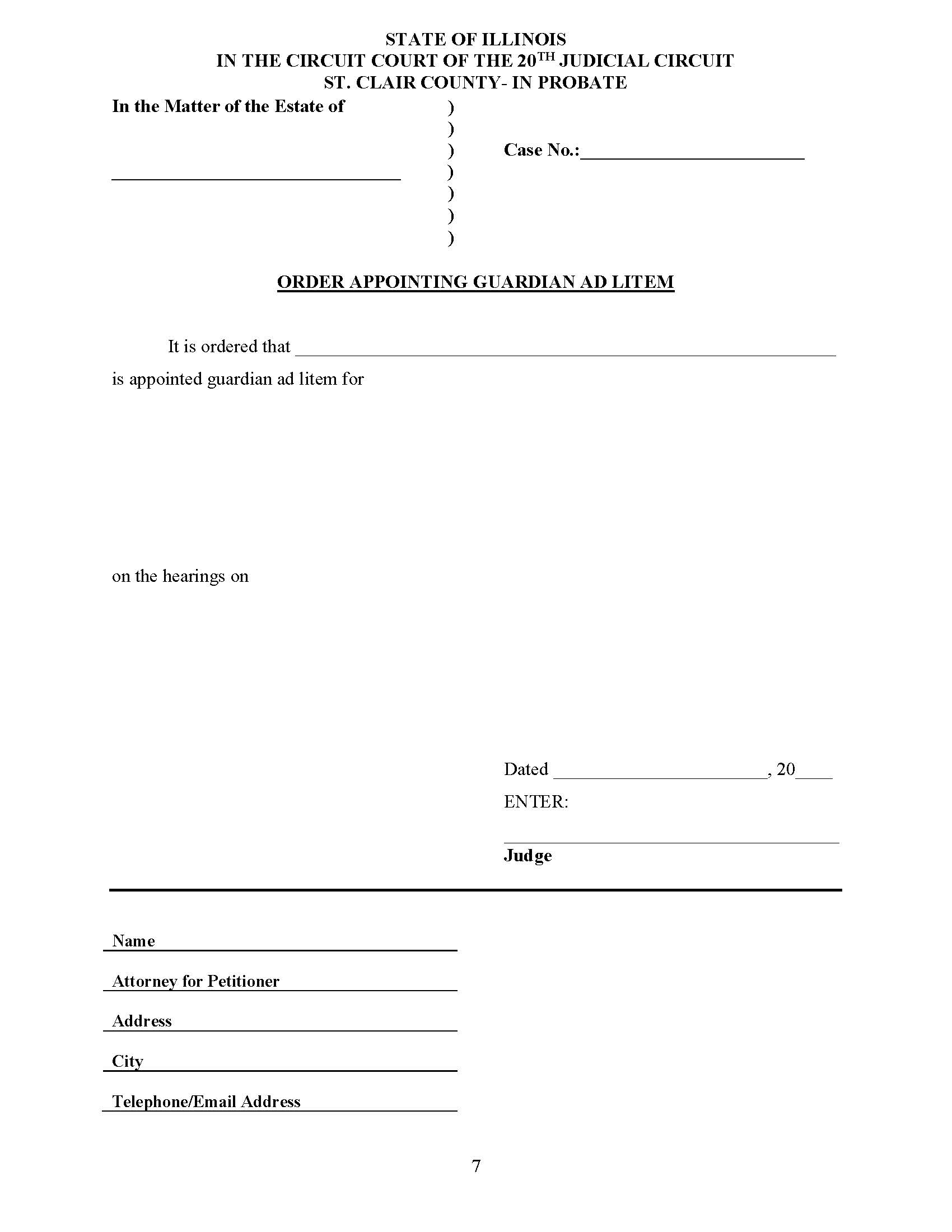 Order Appointing Guardian Ad Litem (Minor Or Disabled) | Pdf Fpdf Doc Docx | Illinois