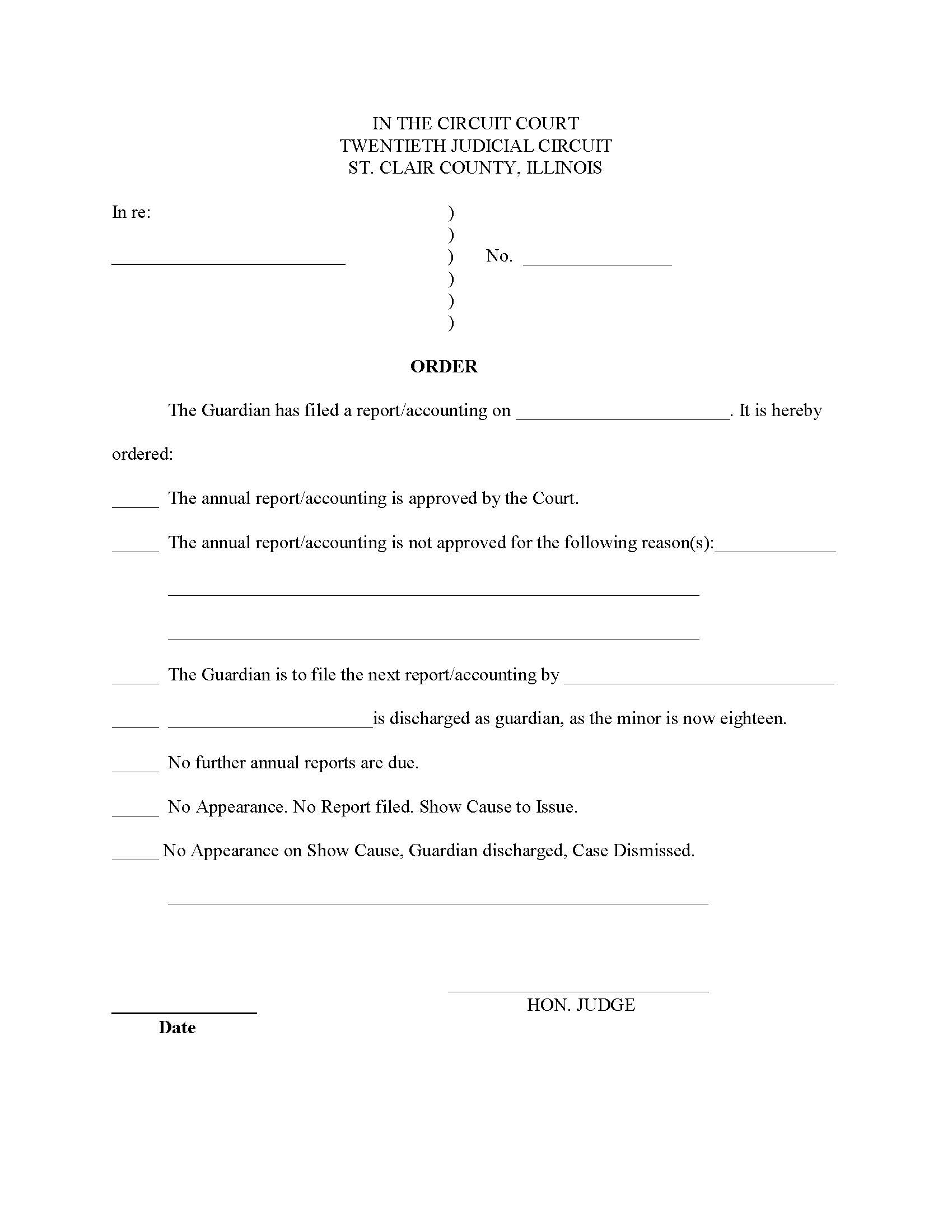 Order Regarding Annual Report (Guardian) | Pdf Fpdf Doc Docx | Illinois