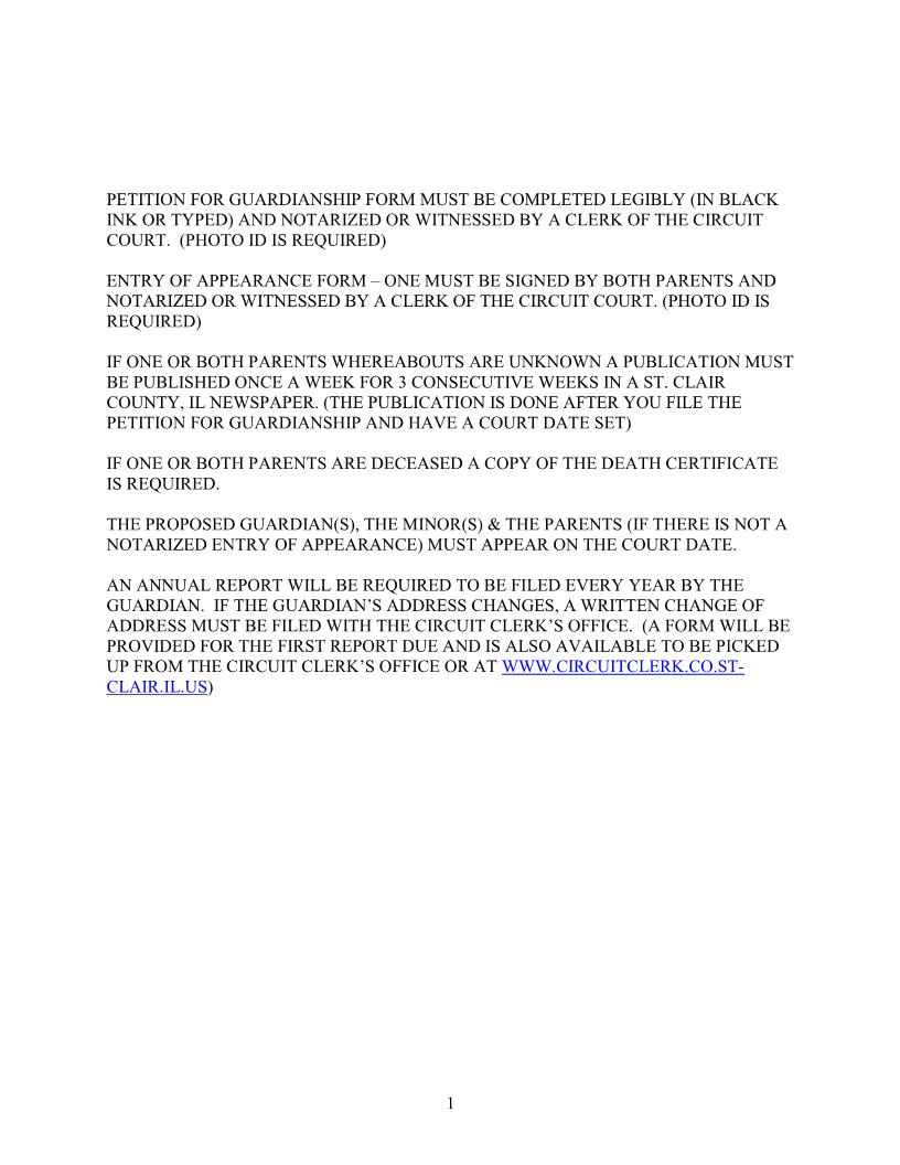 Petition For Appointment Of Guardian Of Person Of Minor(s) (Packet) {STC PAG-M} | Pdf Fpdf Doc Docx | Illinois