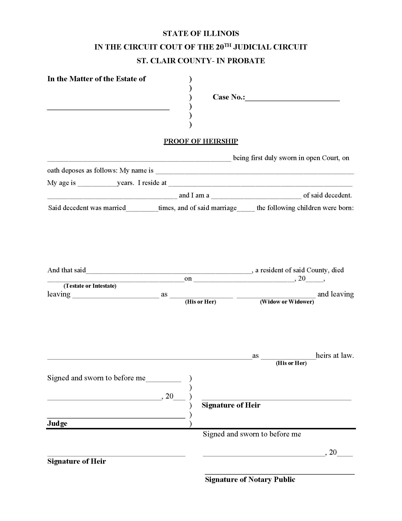 Proof Of Heirship {STC PH} | Pdf Fpdf Doc Docx | Illinois