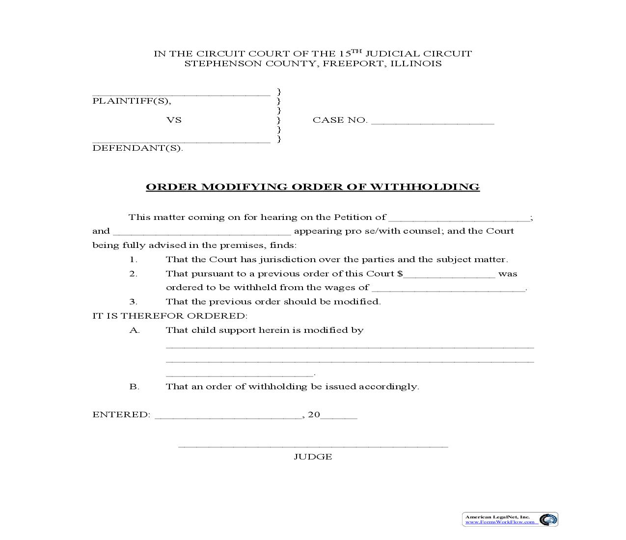 Order Modifying Order Of Withholding |  | Illinois