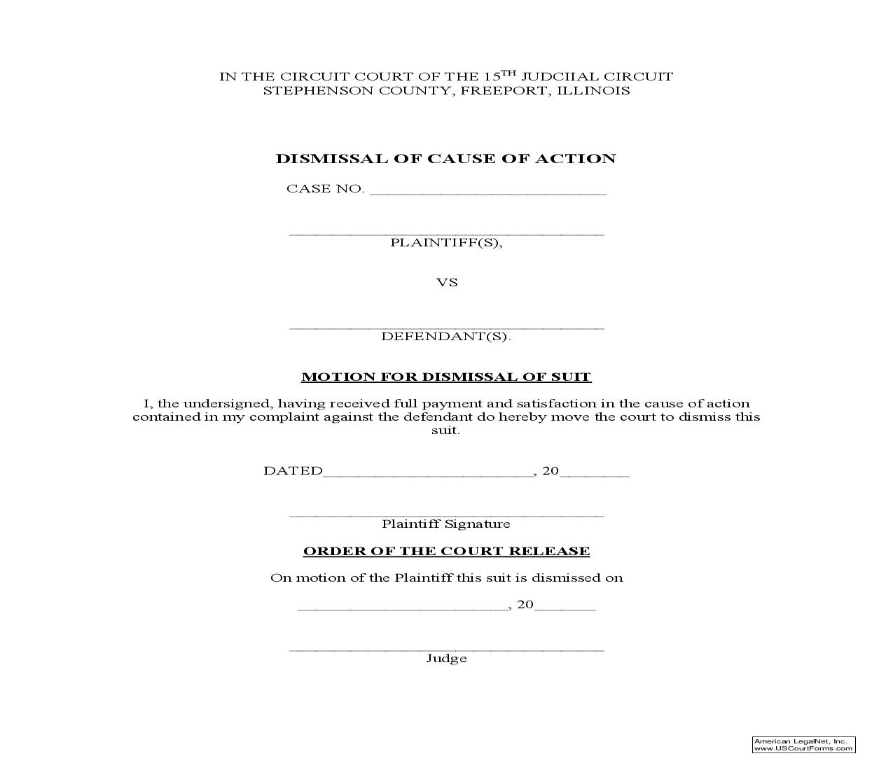 Dismissal Of Cause Of Action | Pdf Fpdf Doc Docx | Illinois