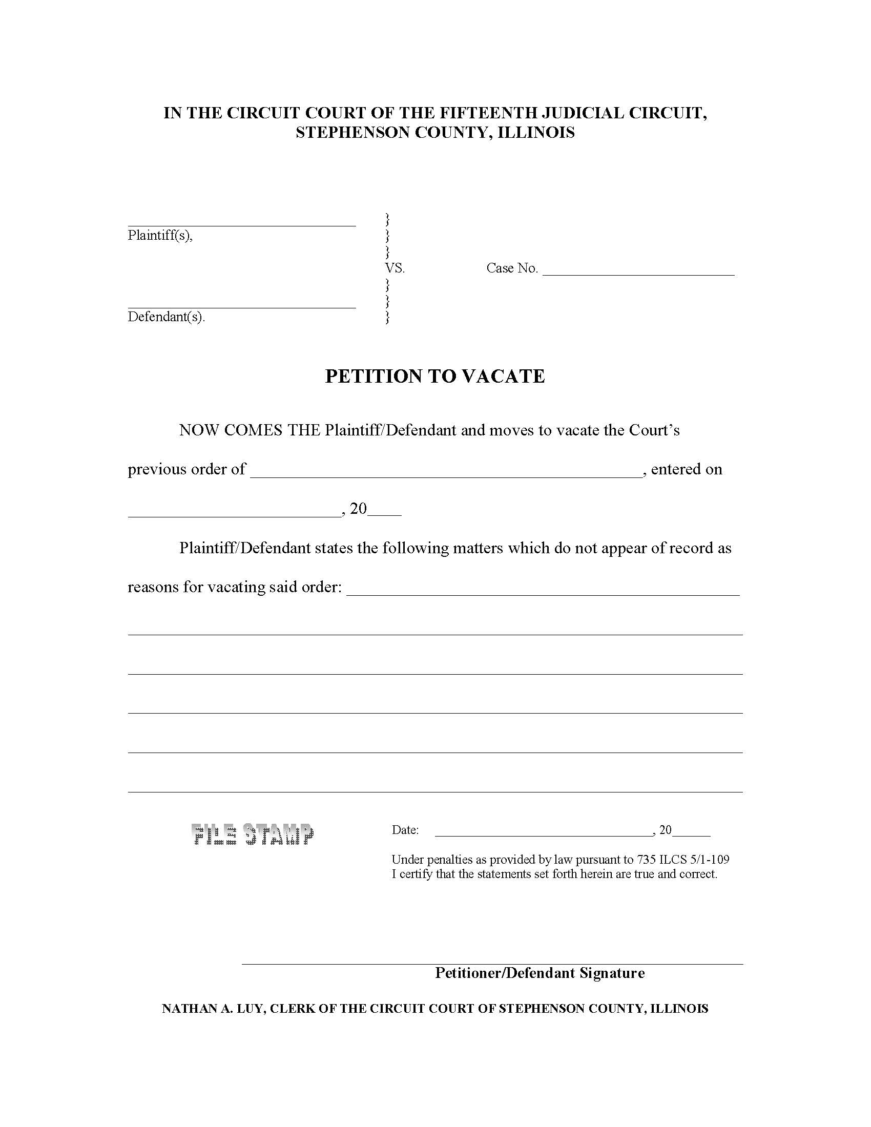 Petition To Vacate | Pdf Fpdf Doc Docx | Illinois