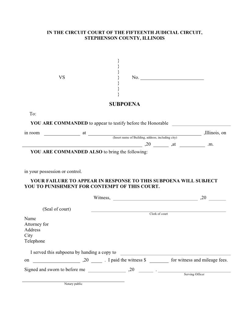 Subpoena | Pdf Fpdf Doc Docx | Illinois