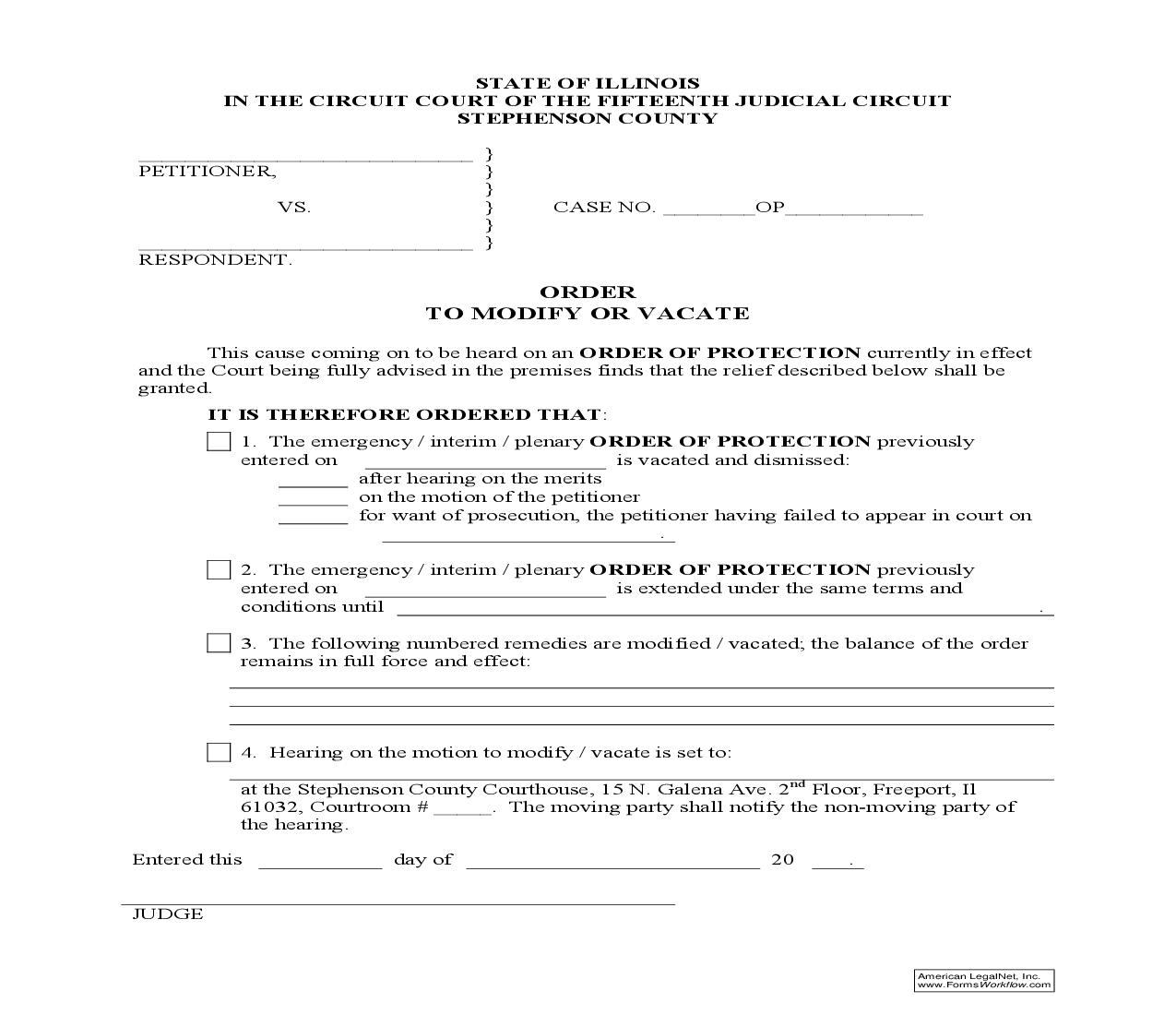 Order To Modify Or Vacate (Order Of Protection) |  | Illinois