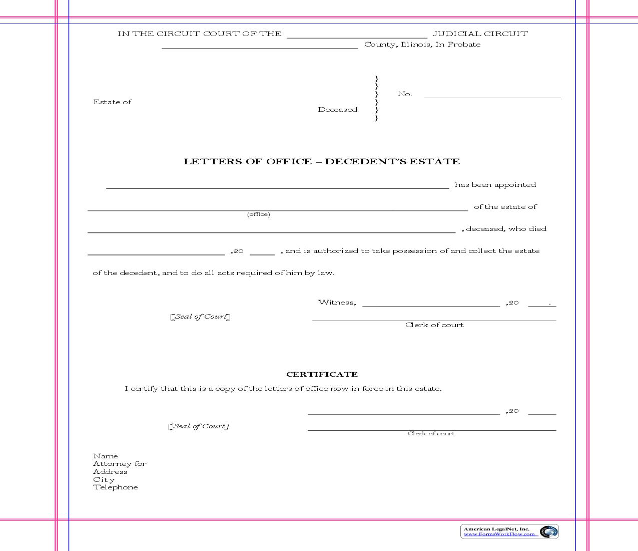 Letters Of Office - Decedents Estate | Pdf Fpdf Doc Docx | Illinois