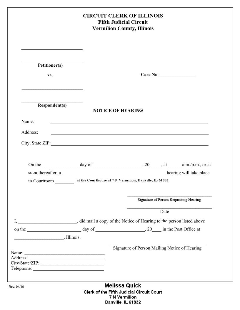 Notice Of Hearing | Pdf Fpdf Doc Docx | Illinois