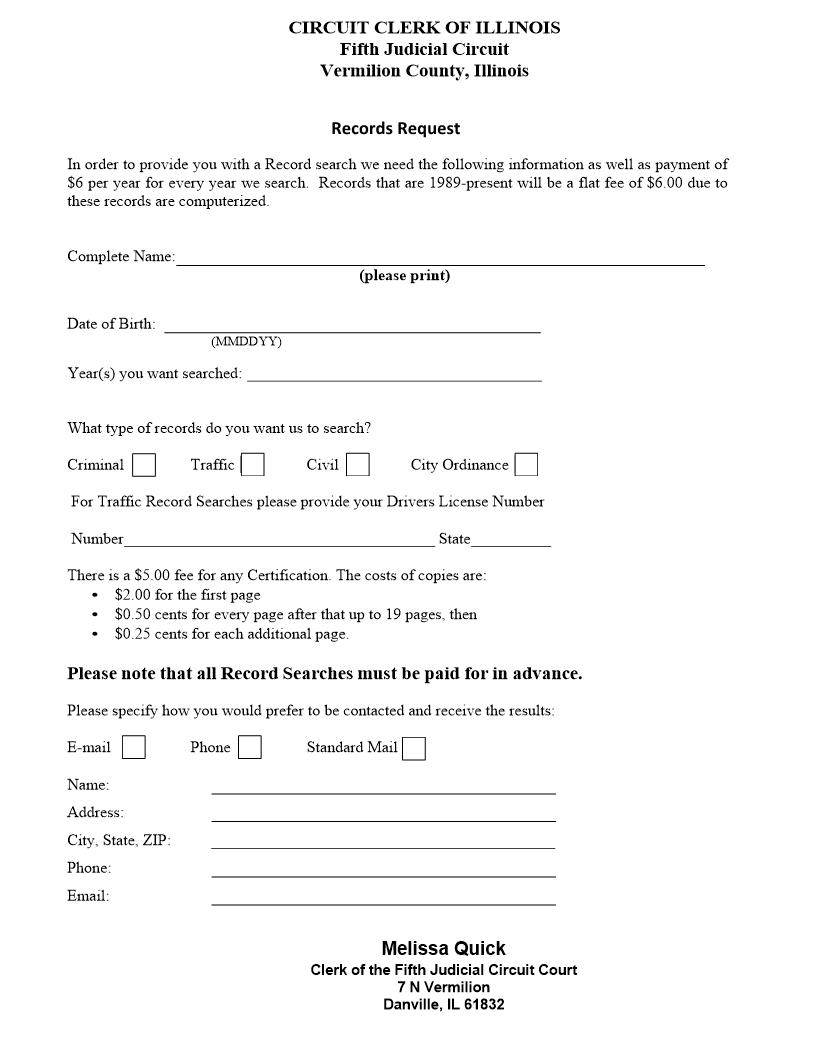 Record Search Request | Pdf Fpdf Docx | Illinois