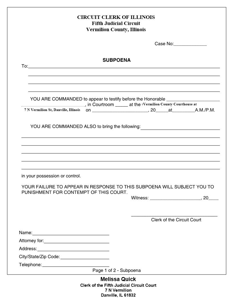 Subpoena | Pdf Fpdf Doc Docx | Illinois