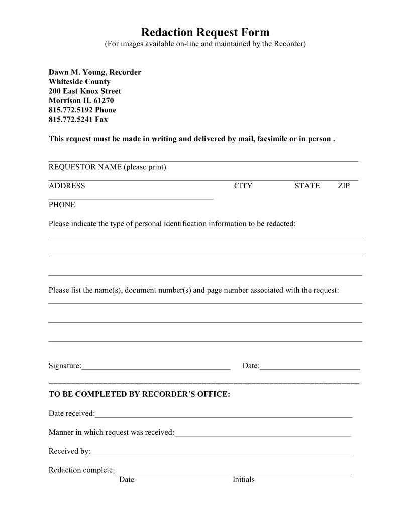 Redaction Request Form | Pdf Fpdf Docx | Illinois