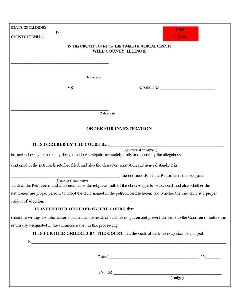 Order For Investigation {4B} | Pdf Fpdf Docx | Illinois