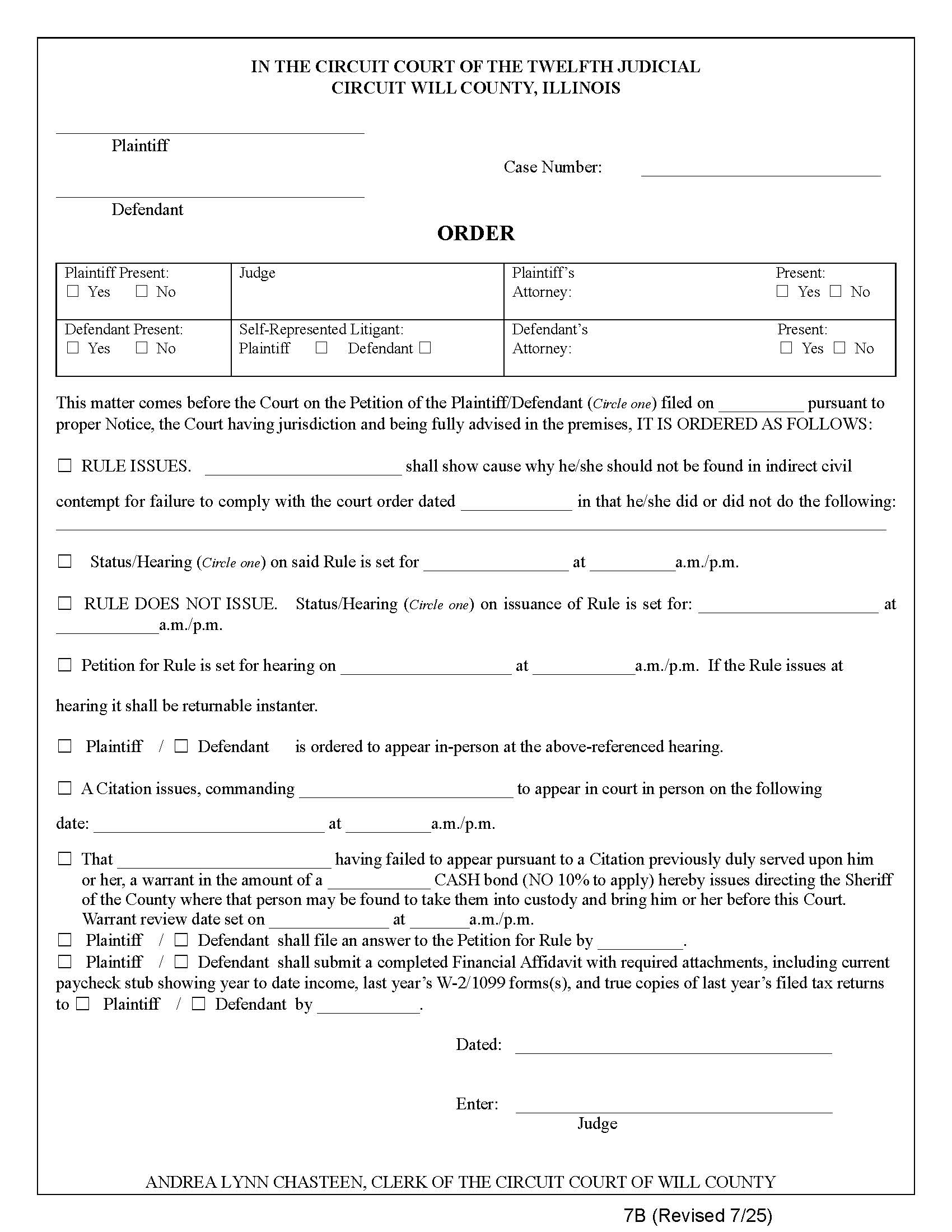 Order {7B} | Pdf Fpdf Doc Docx | Illinois