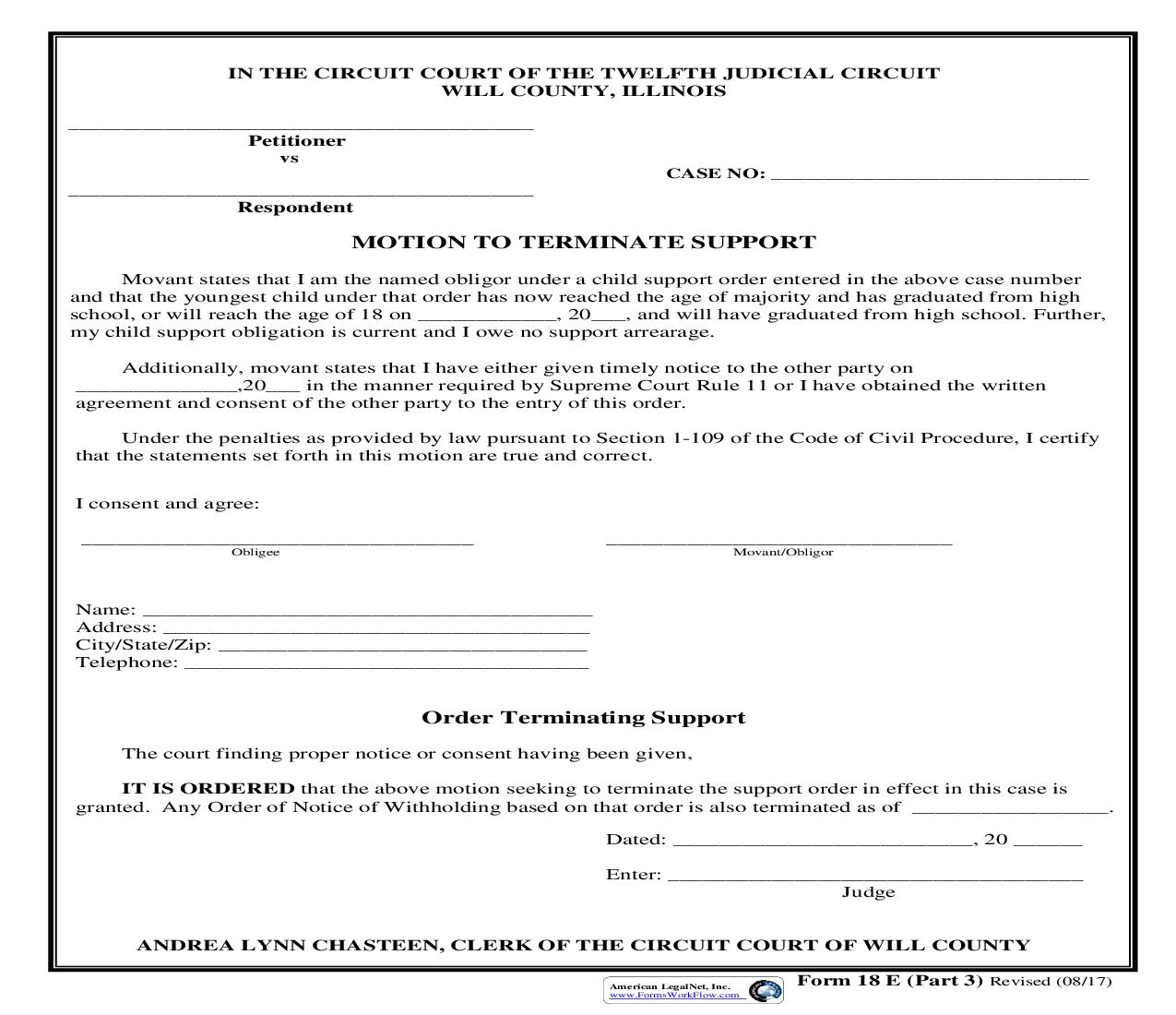 Motion To Terminate Support) {18 E Part 3} | Pdf Fpdf Doc Docx | Illinois