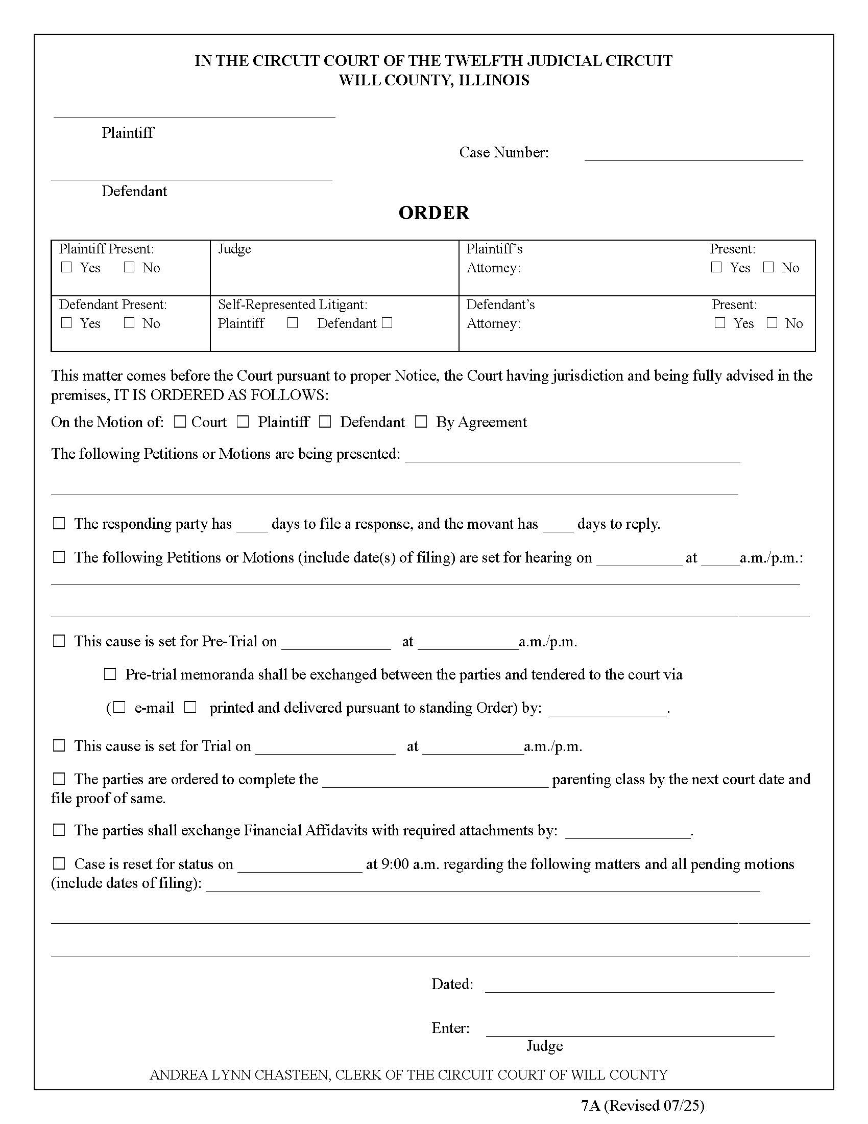 Order {7A} | Pdf Fpdf Doc Docx | Illinois