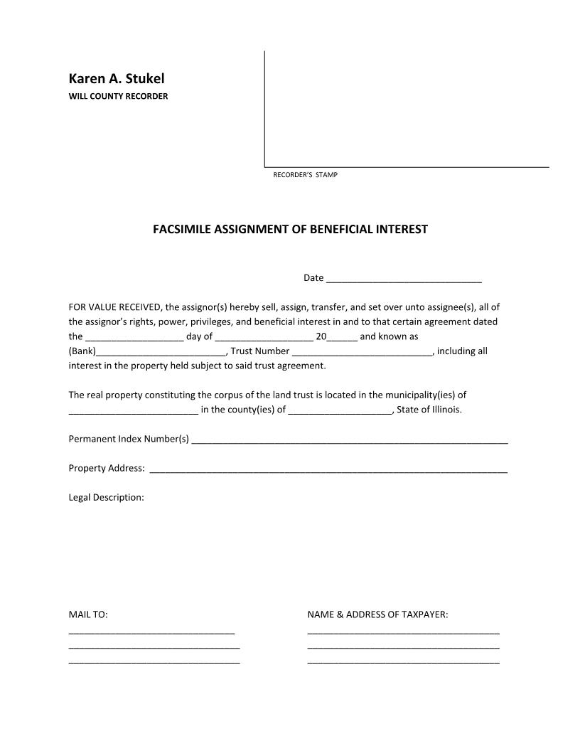 Facsimile Assignment Of Beneficial Interest | Pdf Fpdf Docx | Illinois
