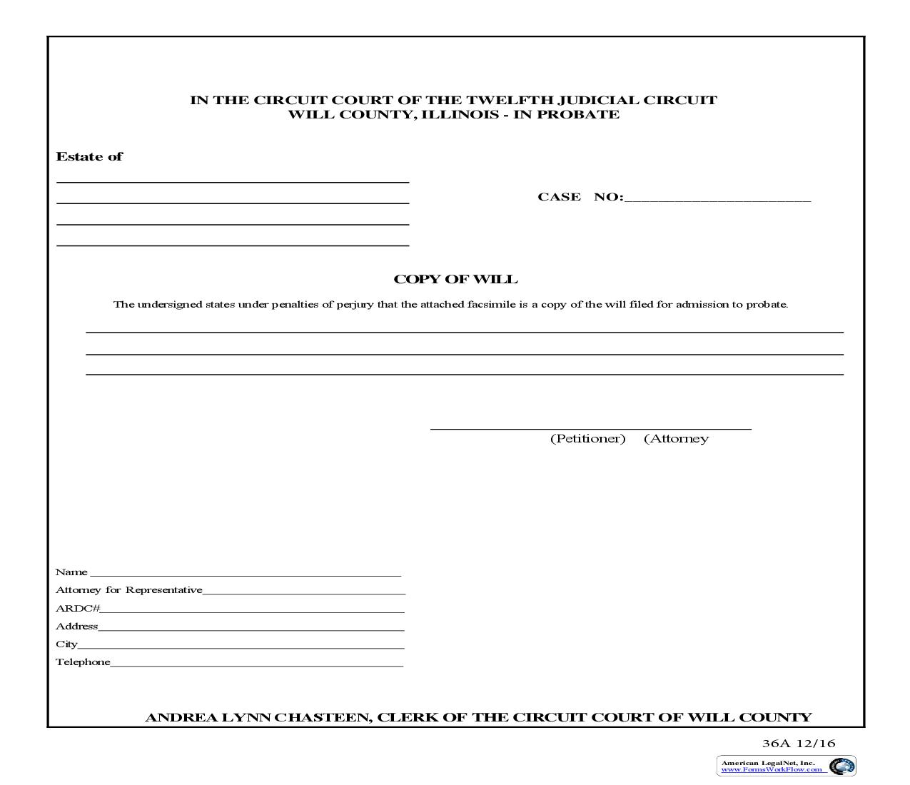 Copy Of Will {36A} | Pdf Fpdf Doc Docx | Illinois