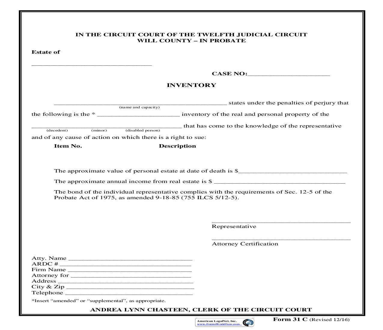 Inventory {31C} | Pdf Fpdf Doc Docx | Illinois