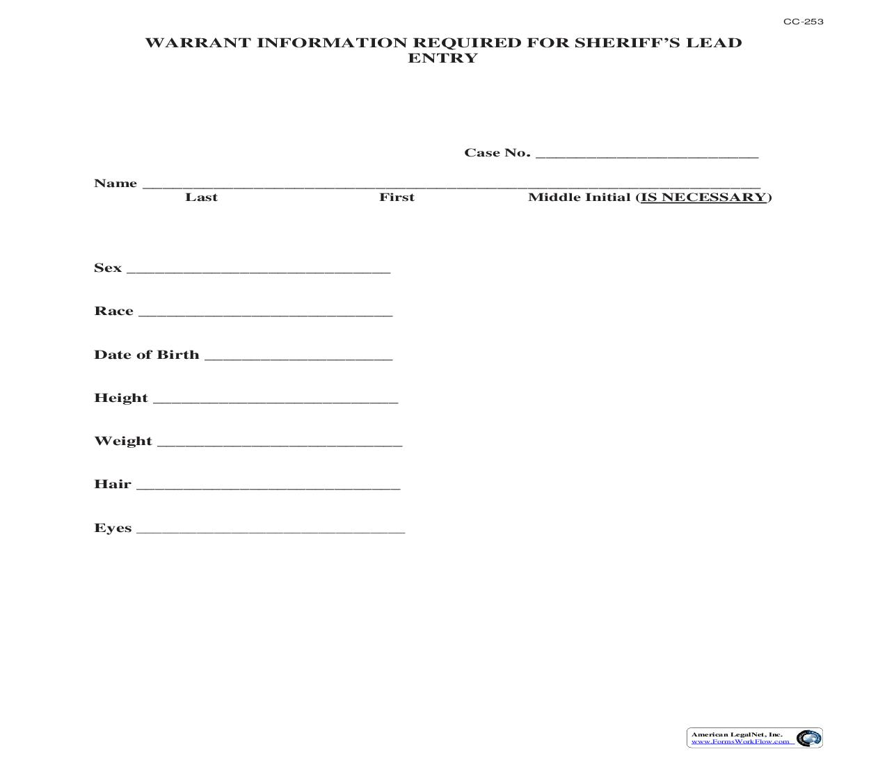 Warrant Information Sheet | Pdf Fpdf Doc Docx | Illinois