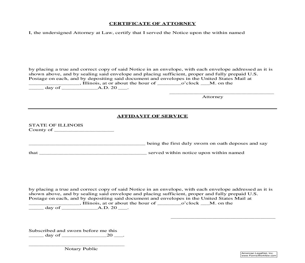 Certificate Of Attorney | Pdf Fpdf Doc Docx | Illinois