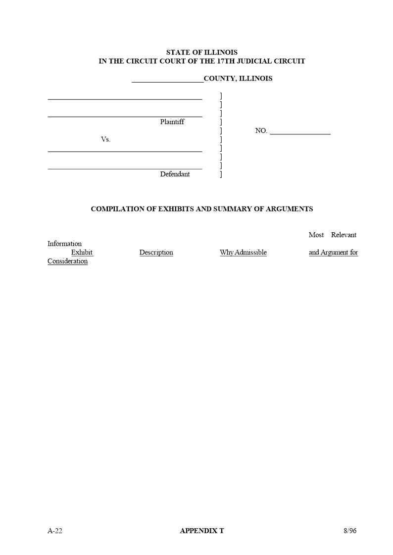 Compilation Of Exhibits And Summary Of Arguments {Appendix T} | Pdf Fpdf Docx | Illinois