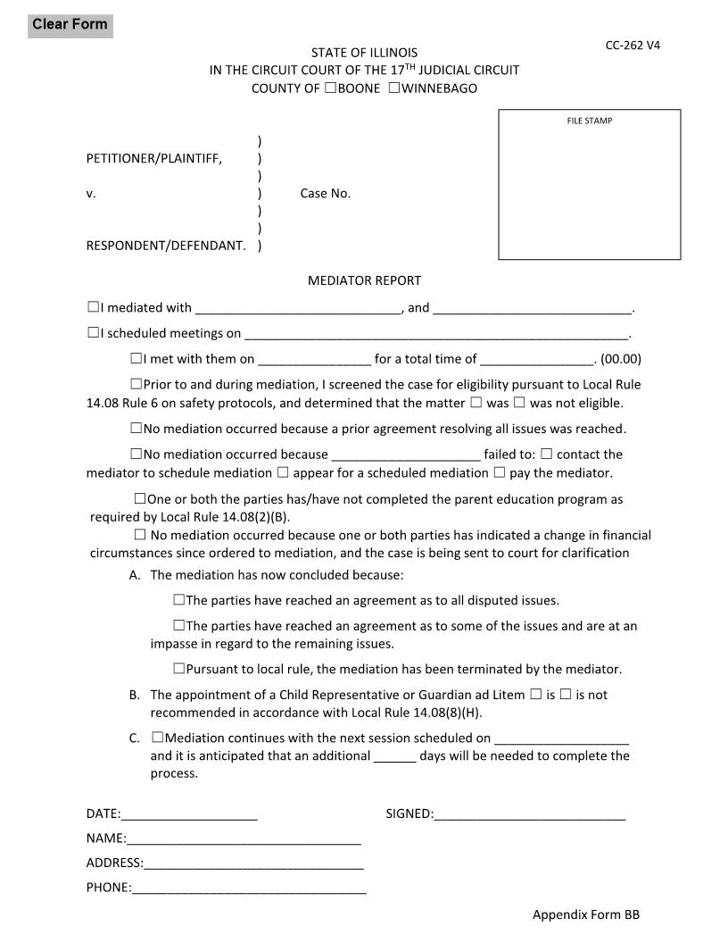 Mediator Report {Appendix BB} | Pdf Fpdf Docx | Illinois