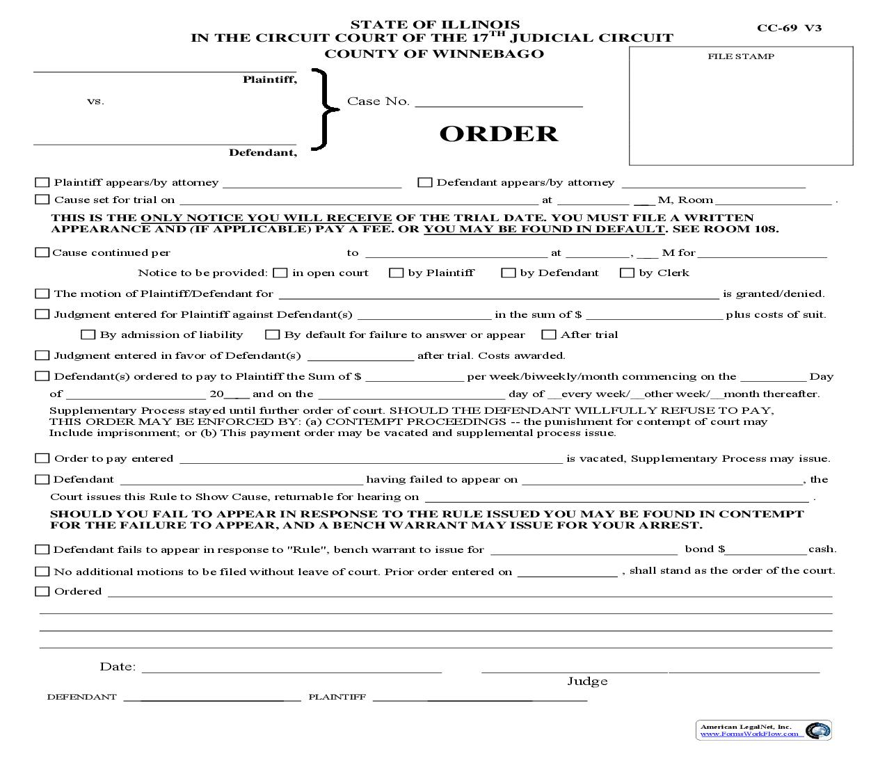 Order {CC-69} | Pdf Fpdf Doc Docx | Illinois