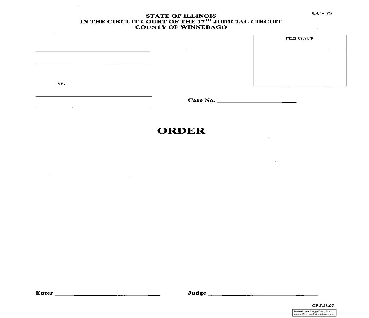 Order (Blank) {CC-75} | Pdf Fpdf Doc Docx | Illinois