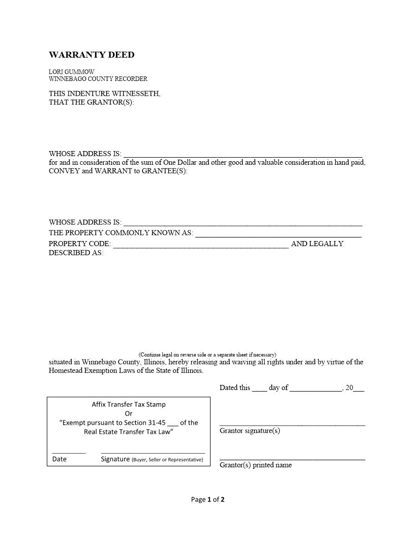 Warranty Deed | Pdf Fpdf Docx | Illinois