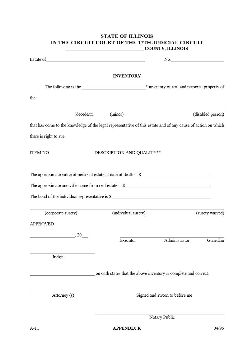 Inventory {Appendix K} | Pdf Fpdf Docx | Illinois