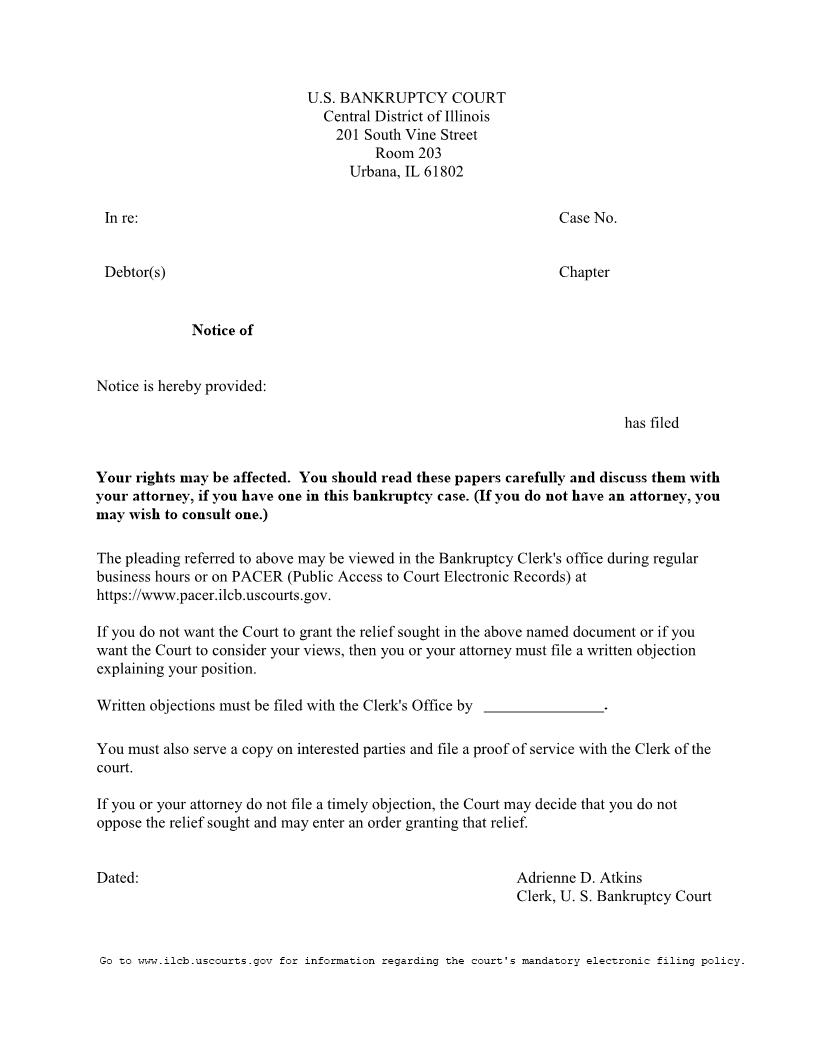 Notice Of Motion (Urbana) {ILCB-U NoM} | Pdf Fpdf Docx | Illinois