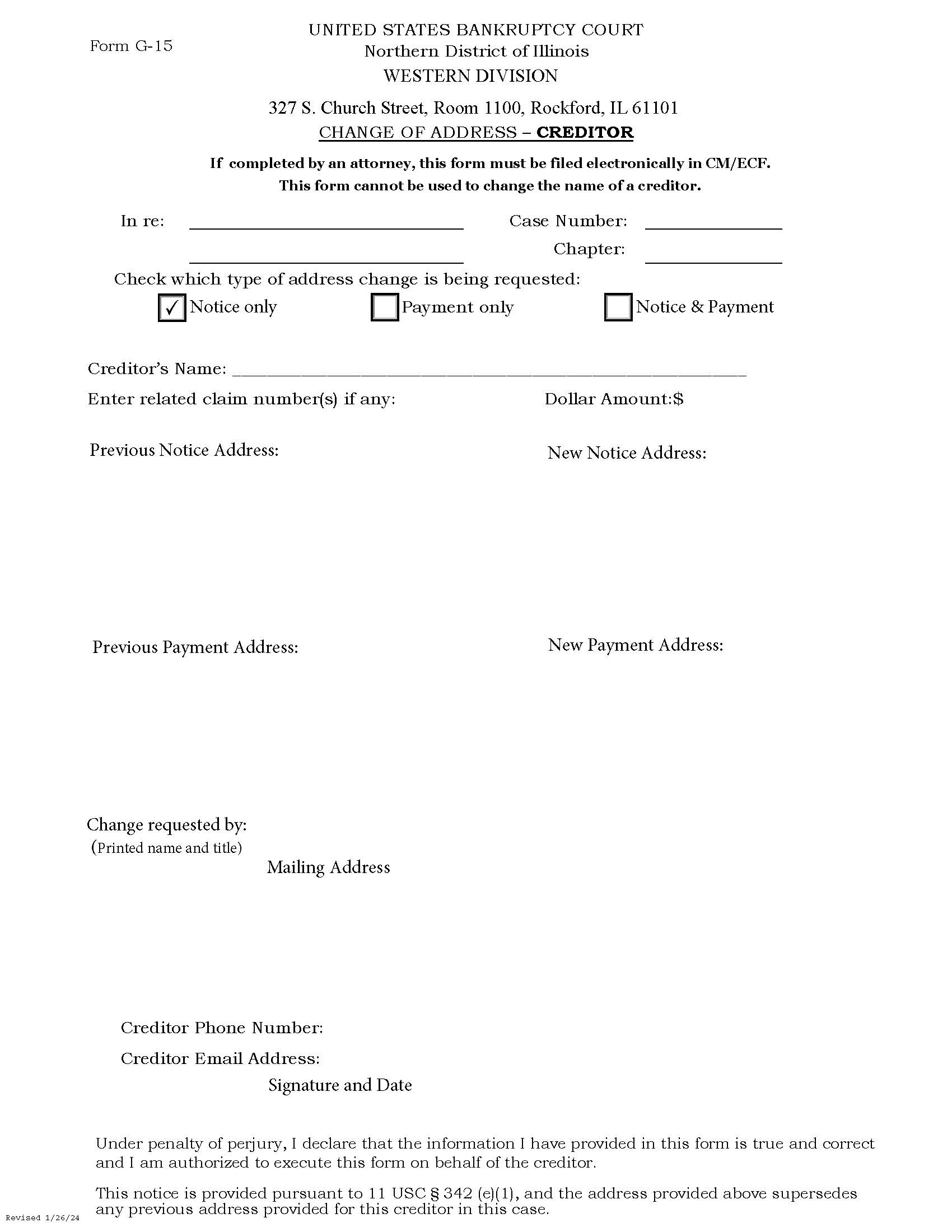 Change Of Address - Creditor {G-15} | Pdf Fpdf Docx | Illinois