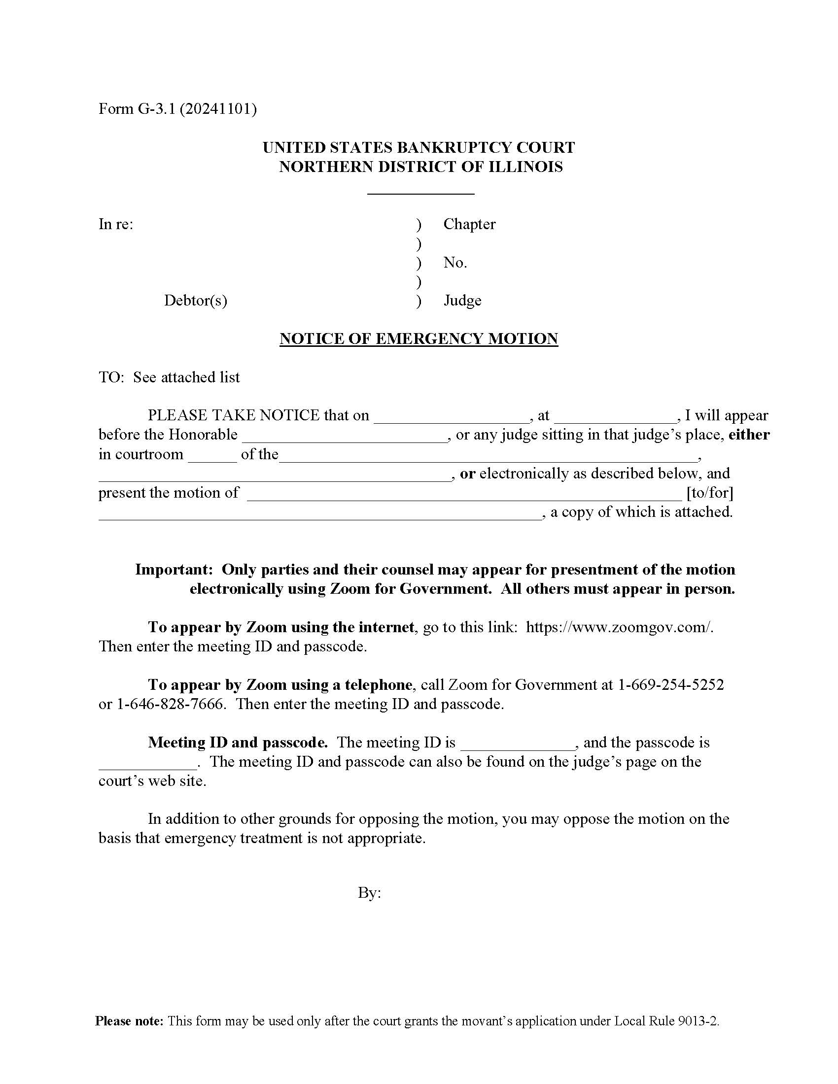 Notice Of Emergency Motion {G-3.1} | Pdf Fpdf Docx | Illinois