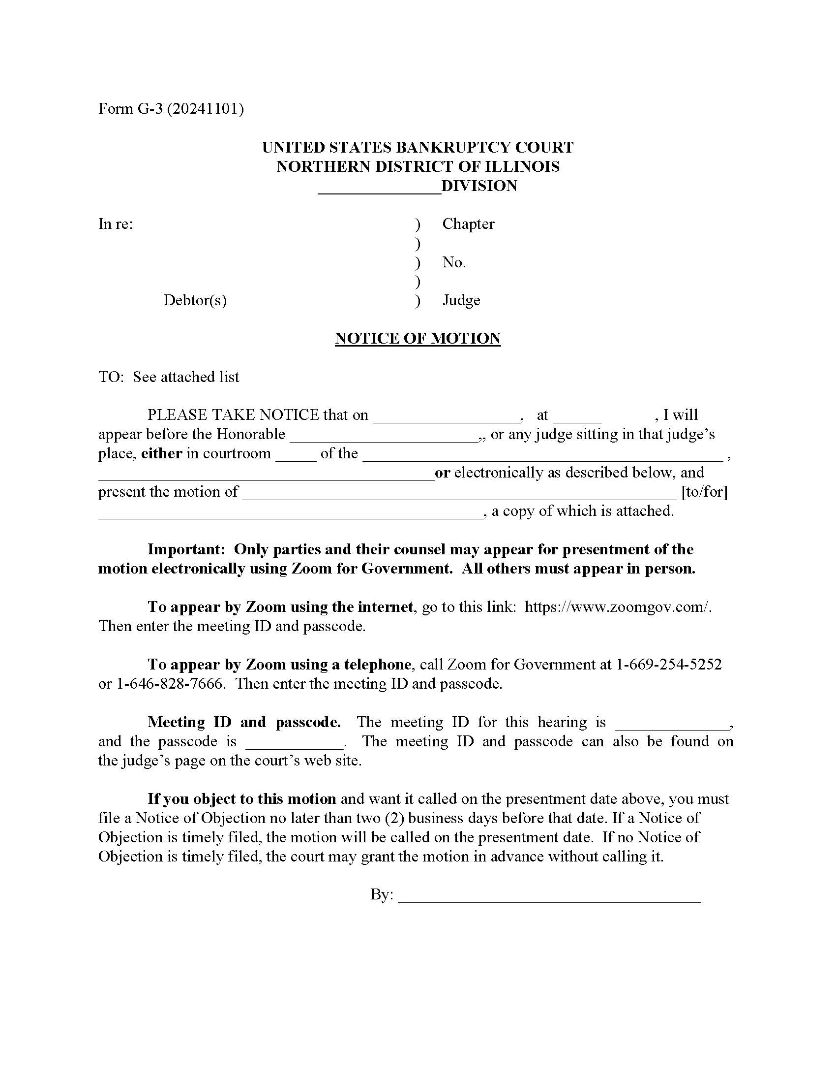 Notice Of Motion {G-3} | Pdf Fpdf Docx | Illinois